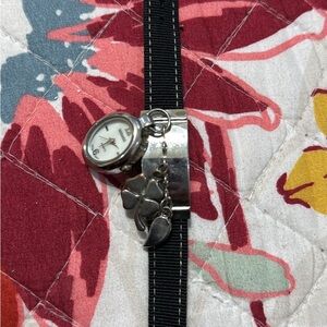 Silver and Black Watch with Charms